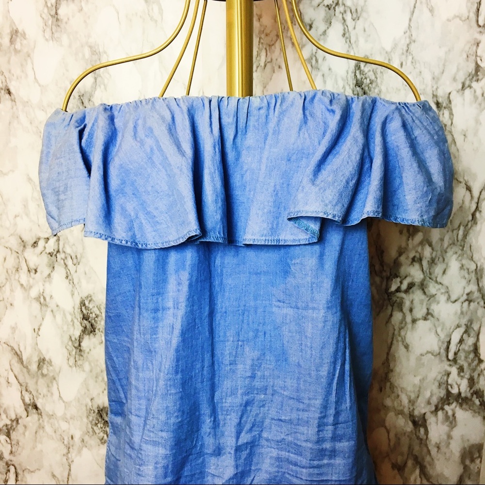 Versatile Denim Ruffle Top - Picture 2 of 2